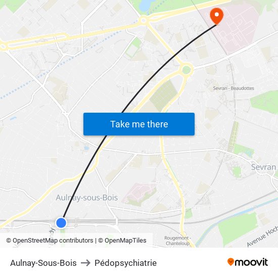 Aulnay-Sous-Bois to Pédopsychiatrie map