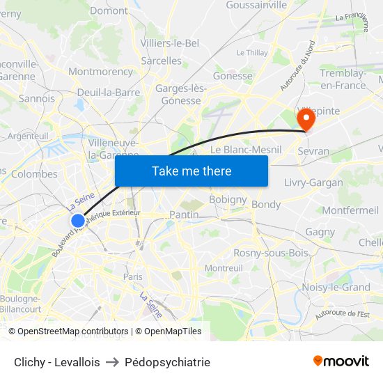 Clichy - Levallois to Pédopsychiatrie map