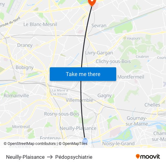 Neuilly-Plaisance to Pédopsychiatrie map