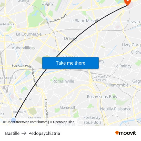 Bastille to Pédopsychiatrie map