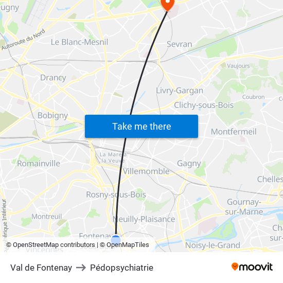Val de Fontenay to Pédopsychiatrie map