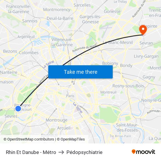 Rhin Et Danube - Métro to Pédopsychiatrie map