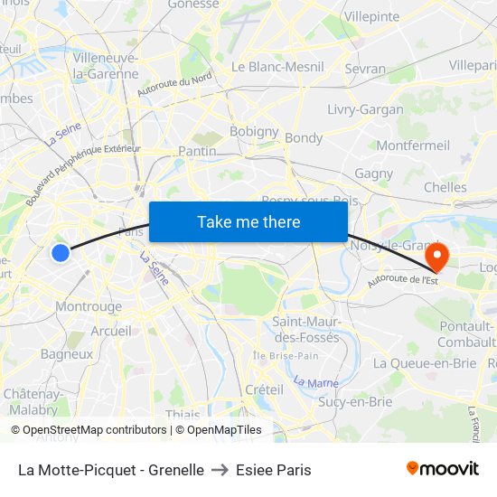 La Motte-Picquet - Grenelle to Esiee Paris map