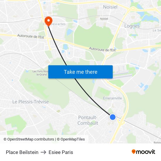 Place Beilstein to Esiee Paris map