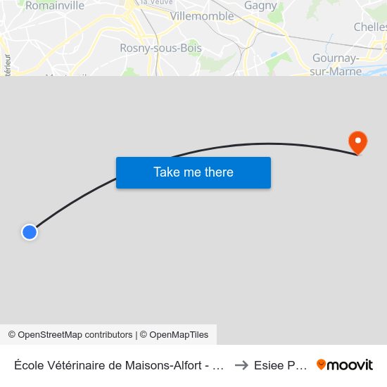 École Vétérinaire de Maisons-Alfort - Métro to Esiee Paris map