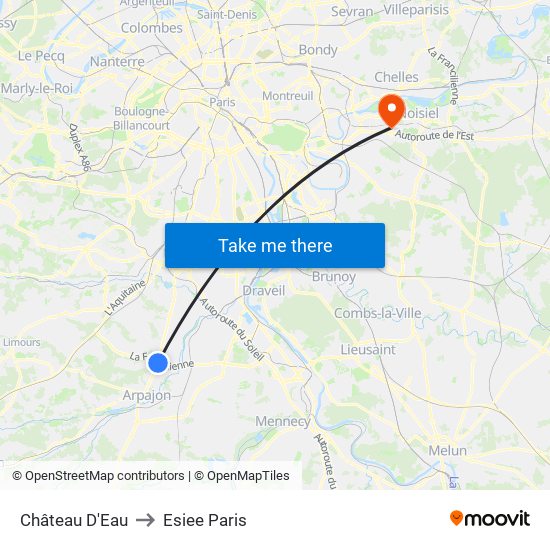 Château D'Eau to Esiee Paris map