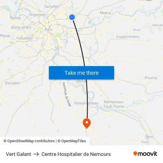 Vert Galant to Centre Hospitalier de Nemours map