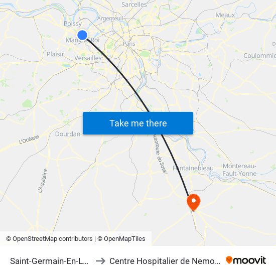 Saint-Germain-En-Laye to Centre Hospitalier de Nemours map