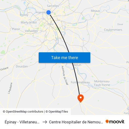 Épinay - Villetaneuse to Centre Hospitalier de Nemours map