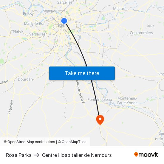 Rosa Parks to Centre Hospitalier de Nemours map