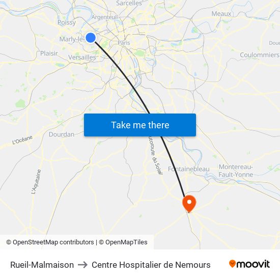 Rueil-Malmaison to Centre Hospitalier de Nemours map