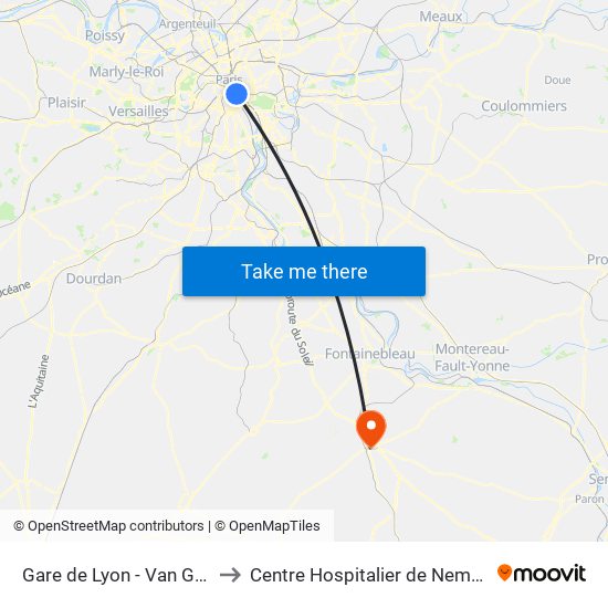 Gare de Lyon - Van Gogh to Centre Hospitalier de Nemours map