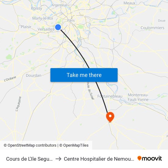 Cours de L'Ile Seguin to Centre Hospitalier de Nemours map