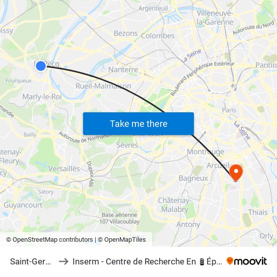Saint-Germain-En-Laye to Inserm - Centre de Recherche En Épidémiologie Et Santé Des Populations map