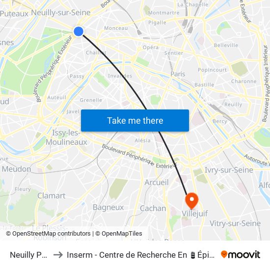 Neuilly Porte Maillot to Inserm - Centre de Recherche En Épidémiologie Et Santé Des Populations map