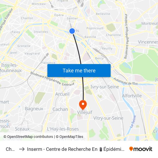 Châtelet to Inserm - Centre de Recherche En Épidémiologie Et Santé Des Populations map