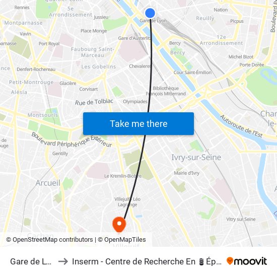 Gare de Lyon - Diderot to Inserm - Centre de Recherche En Épidémiologie Et Santé Des Populations map