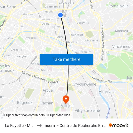 La Fayette - Magenta - Gare du Nord to Inserm - Centre de Recherche En Épidémiologie Et Santé Des Populations map