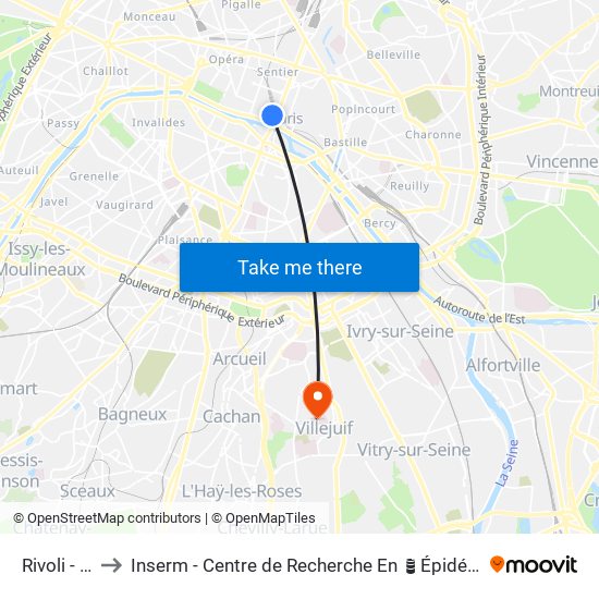 Rivoli - Châtelet to Inserm - Centre de Recherche En Épidémiologie Et Santé Des Populations map