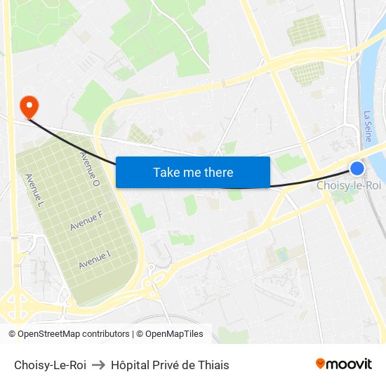 Choisy-Le-Roi to Hôpital Privé de Thiais map