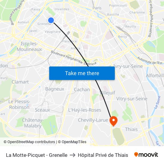 La Motte-Picquet - Grenelle to Hôpital Privé de Thiais map