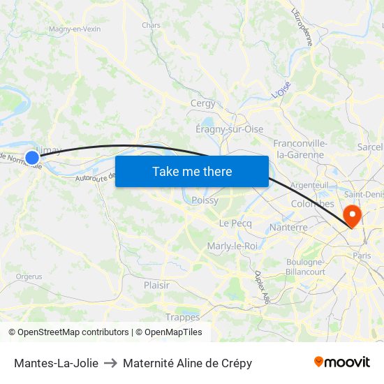 Mantes-La-Jolie to Maternité Aline de Crépy map