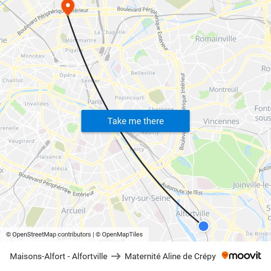 Maisons-Alfort - Alfortville to Maternité Aline de Crépy map