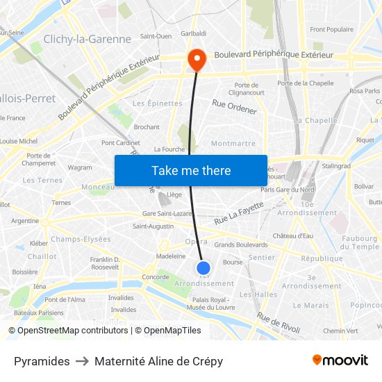 Pyramides to Maternité Aline de Crépy map