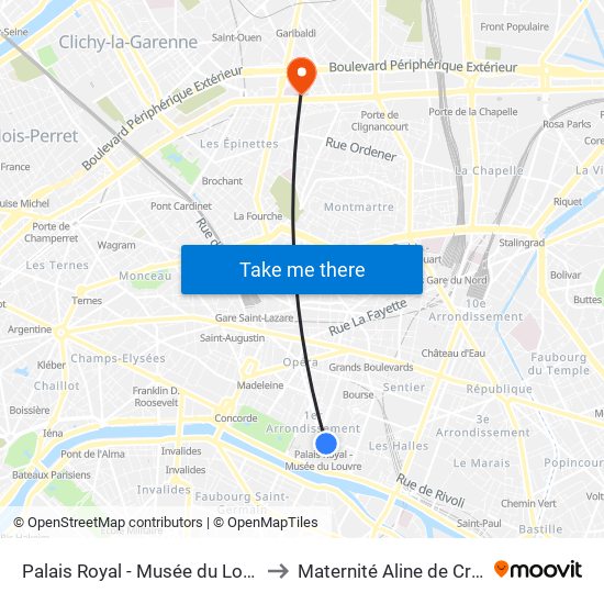 Palais Royal - Musée du Louvre to Maternité Aline de Crépy map