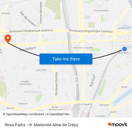 Rosa Parks to Maternité Aline de Crépy map