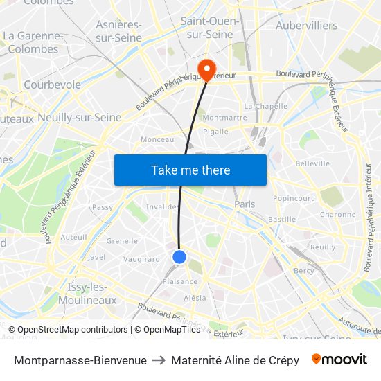 Montparnasse-Bienvenue to Maternité Aline de Crépy map