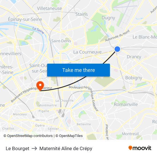 Le Bourget to Maternité Aline de Crépy map
