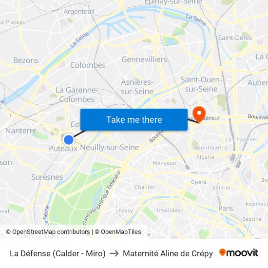La Défense (Calder - Miro) to Maternité Aline de Crépy map
