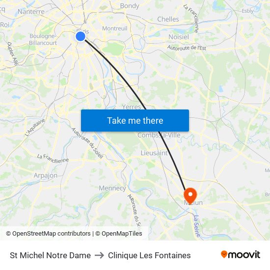 St Michel Notre Dame to Clinique Les Fontaines map