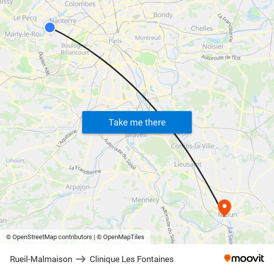 Rueil-Malmaison to Clinique Les Fontaines map