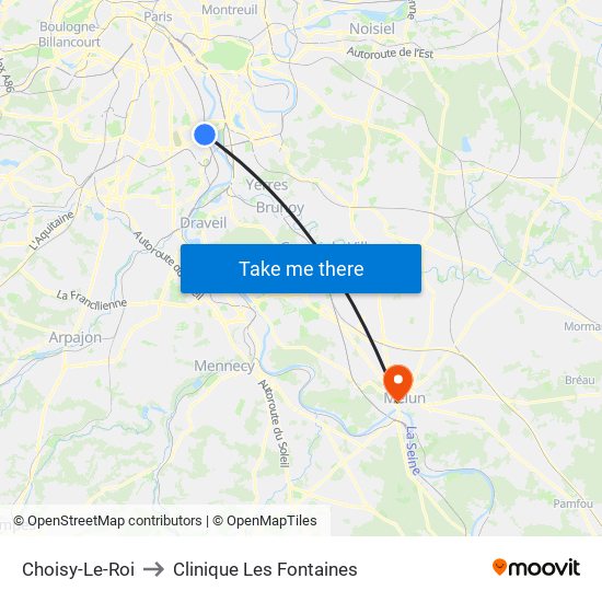 Choisy-Le-Roi to Clinique Les Fontaines map