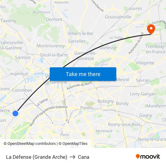 La Défense (Grande Arche) to Cana map