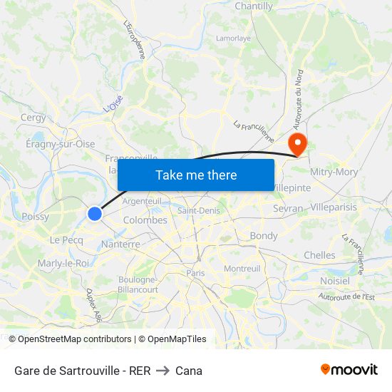 Gare de Sartrouville - RER to Cana map