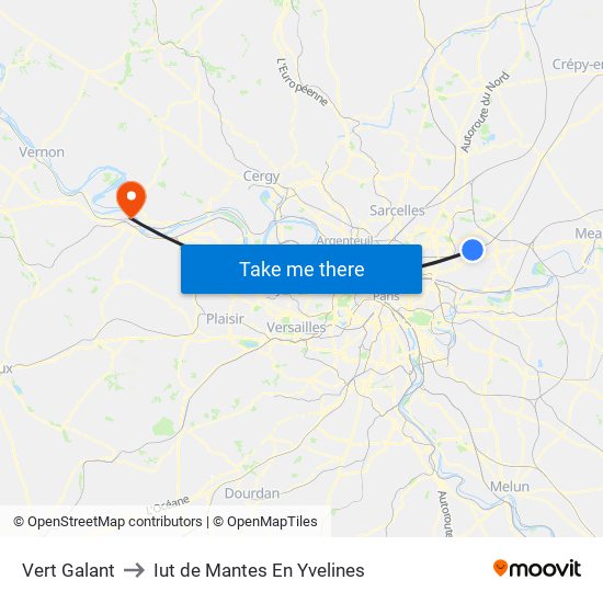 Vert Galant to Iut de Mantes En Yvelines map