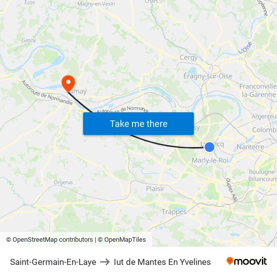 Saint-Germain-En-Laye to Iut de Mantes En Yvelines map