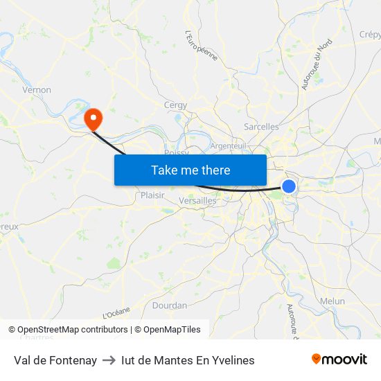 Val de Fontenay to Iut de Mantes En Yvelines map