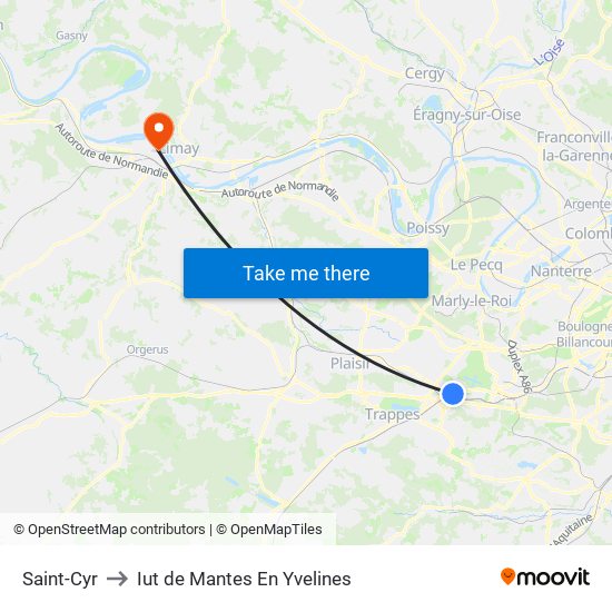 Saint-Cyr to Iut de Mantes En Yvelines map
