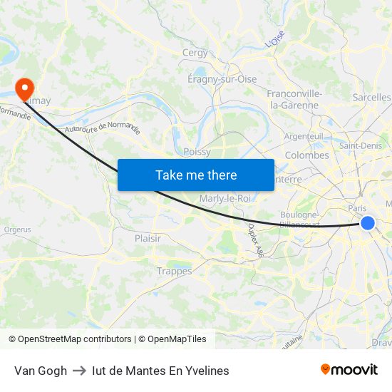 Van Gogh to Iut de Mantes En Yvelines map