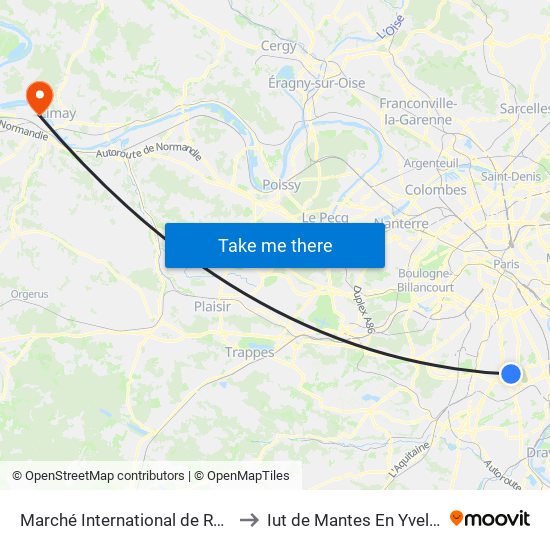 Marché International de Rungis to Iut de Mantes En Yvelines map