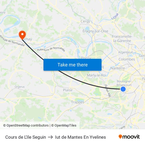 Cours de L'Ile Seguin to Iut de Mantes En Yvelines map