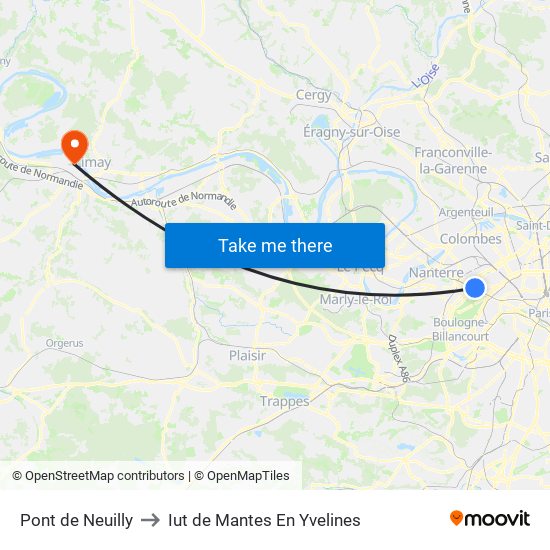 Pont de Neuilly to Iut de Mantes En Yvelines map