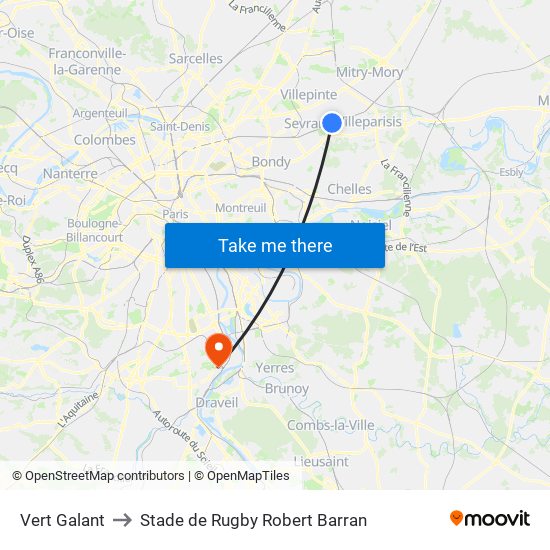 Vert Galant to Stade de Rugby Robert Barran map