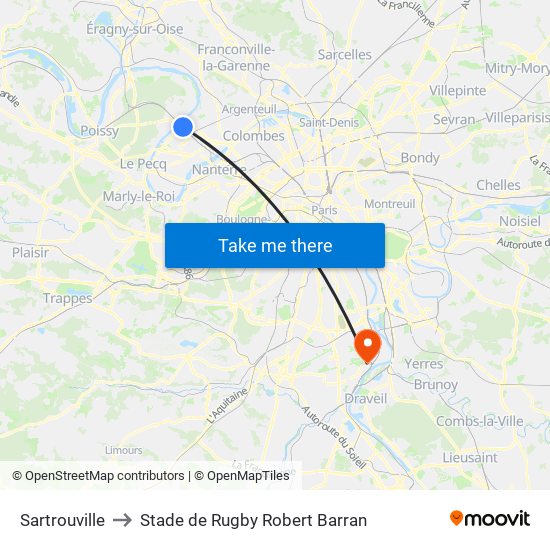 Sartrouville to Stade de Rugby Robert Barran map