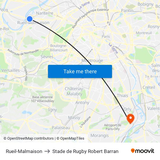 Rueil-Malmaison to Stade de Rugby Robert Barran map