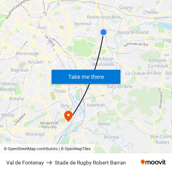 Val de Fontenay to Stade de Rugby Robert Barran map